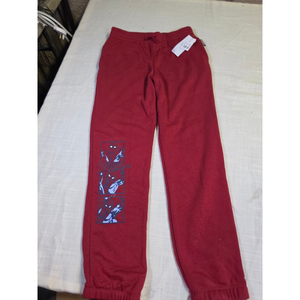 Marvel Spider-Man Kids XXL Red Graphic Fleece Joggers Sweatpants New